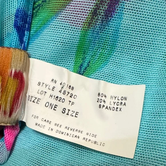 Caribbean Joe Women’s Aqua Floral Sarong Cover-Up - Blue with Pink Hibiscus - Picture 5 of 5